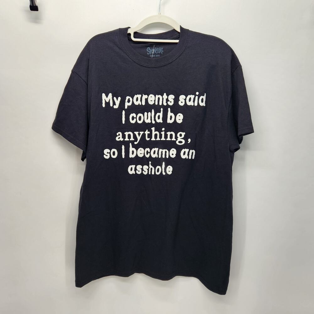 NWT‎ Spencer's Black Novelty "My parents said I could..." Funny T-Shirt Men's L